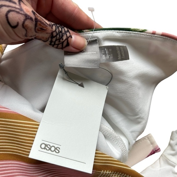 NWT ASOS DESIGN floral check midi dress fit flare sleeveless scuba knit 8 slit - Picture 5 of 11